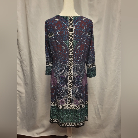 London Times Shift Dress Paisley Mixed Print Retro Colorful Stretchy - Picture 3 of 11